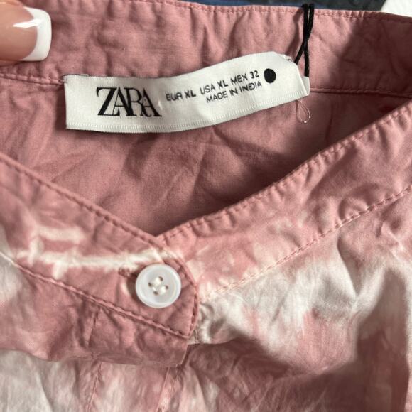 NEW Zara Pink Tie Dye Dye Relaxed Fit Button Up Top Size XL - Picture 2 of 6